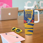 Personalized Parramatta Eels ANZAC Tribute Tumbler With Handle Poppy Field Soldier Silhouette Aboriginal Rugby Mascot