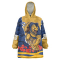 Personalized Parramatta Eels ANZAC Tribute Wearable Blanket Hoodie Poppy Field Soldier Silhouette Aboriginal Rugby Mascot