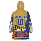 Personalized Parramatta Eels ANZAC Tribute Wearable Blanket Hoodie Poppy Field Soldier Silhouette Aboriginal Rugby Mascot