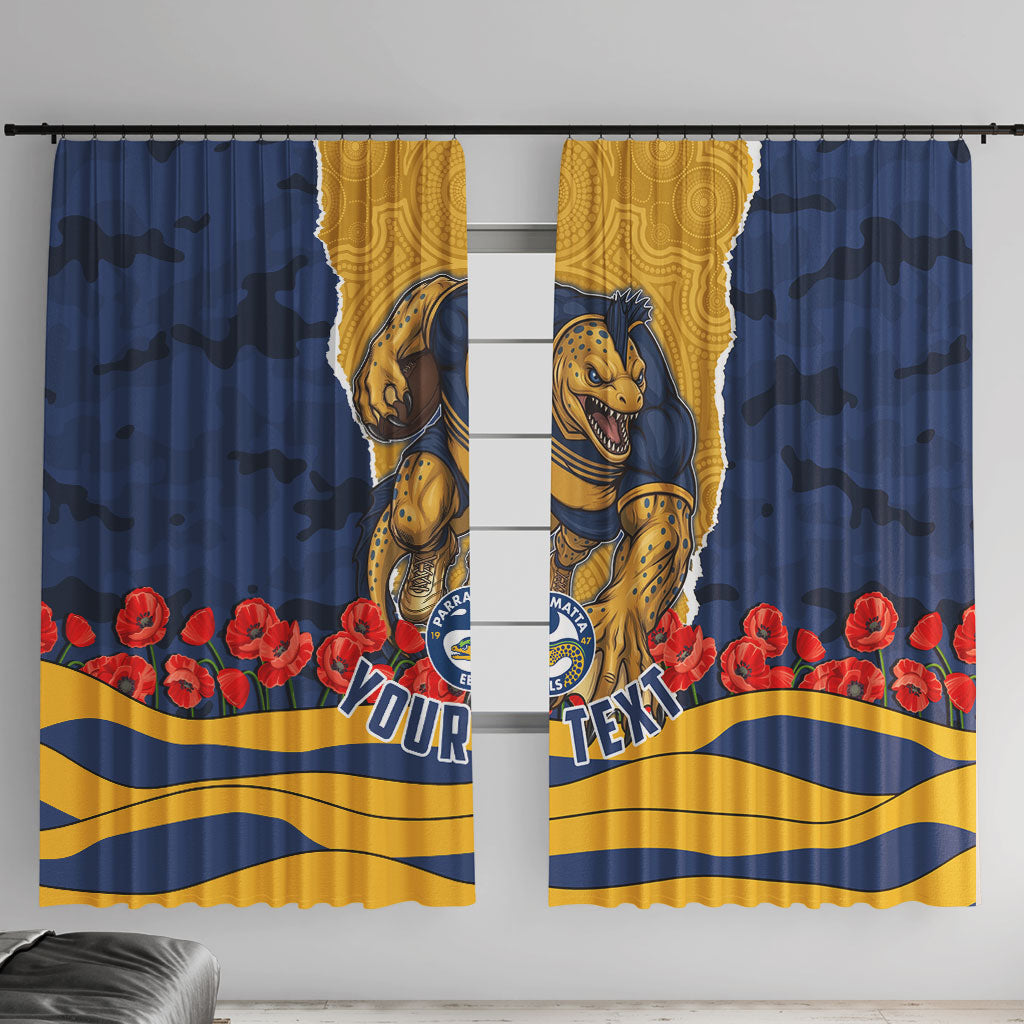 Personalized Parramatta Eels ANZAC Tribute Window Curtain Poppy Field Soldier Silhouette Aboriginal Rugby Mascot