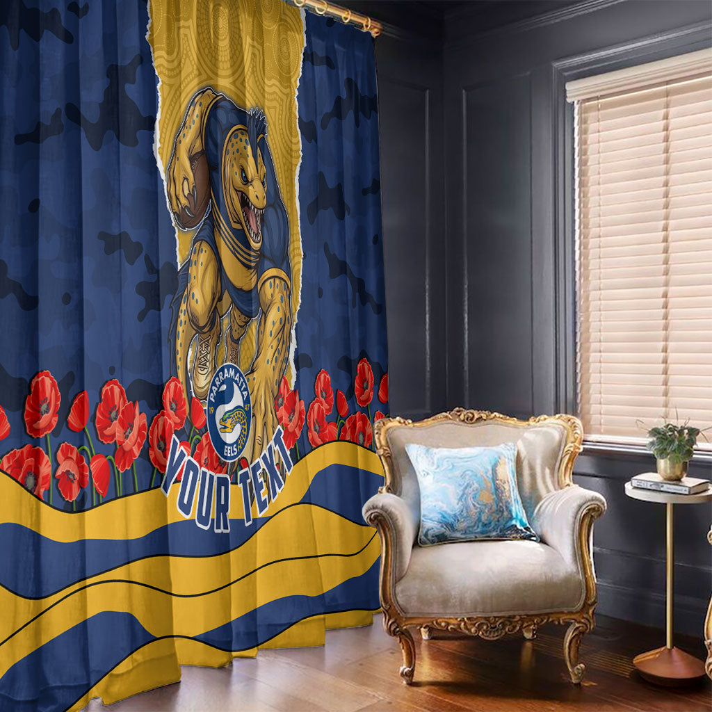 Personalized Parramatta Eels ANZAC Tribute Window Curtain Poppy Field Soldier Silhouette Aboriginal Rugby Mascot