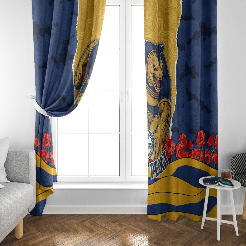 Personalized Parramatta Eels ANZAC Tribute Window Curtain Poppy Field Soldier Silhouette Aboriginal Rugby Mascot