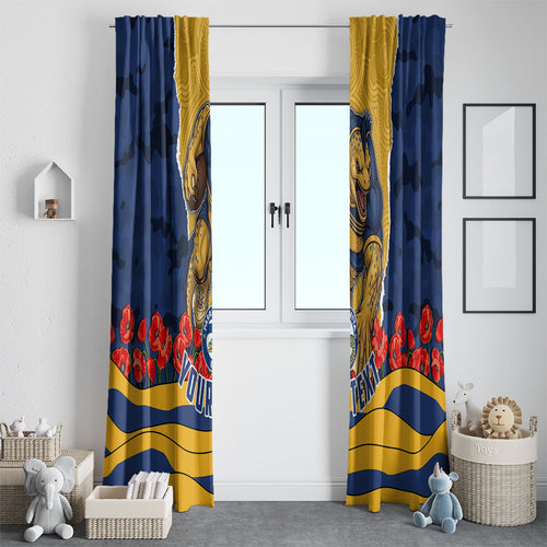 Personalized Parramatta Eels ANZAC Tribute Window Curtain Poppy Field Soldier Silhouette Aboriginal Rugby Mascot