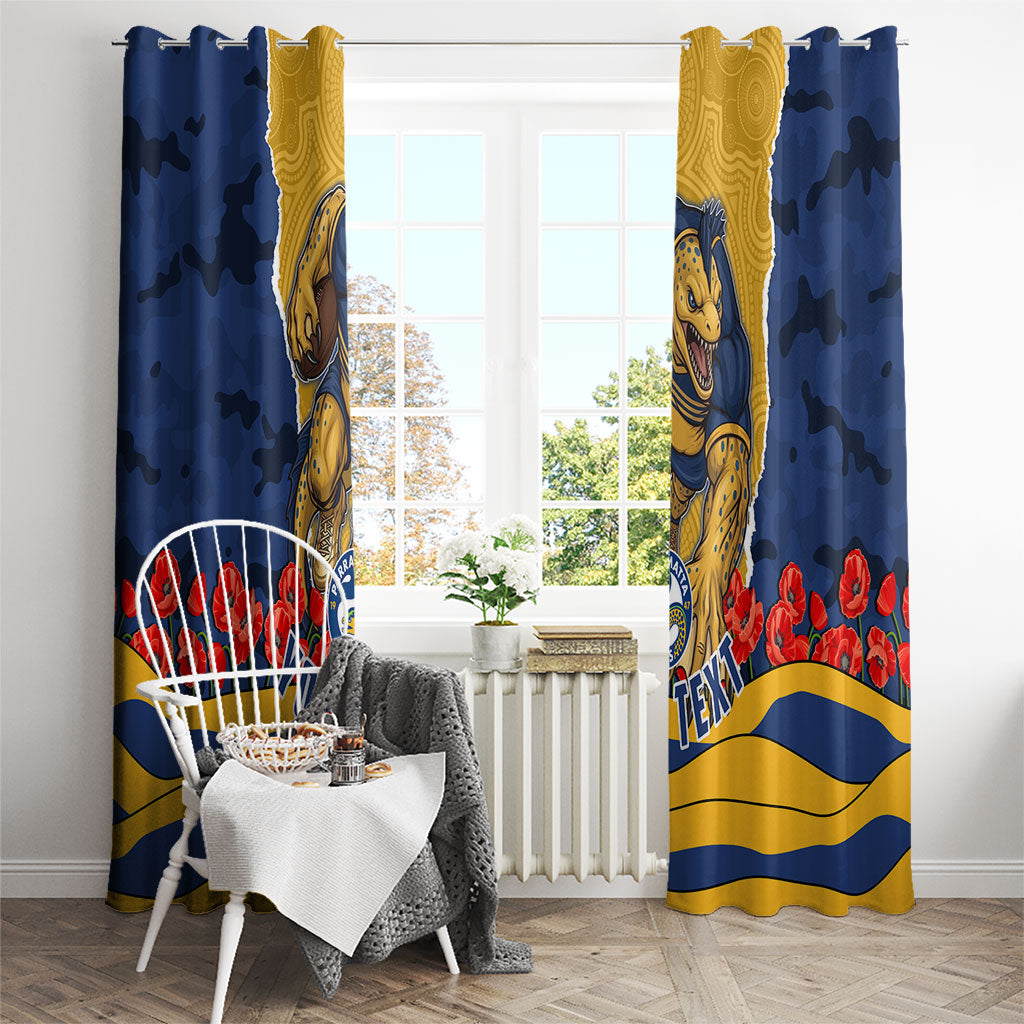 Personalized Parramatta Eels ANZAC Tribute Window Curtain Poppy Field Soldier Silhouette Aboriginal Rugby Mascot
