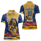 Personalized Parramatta Eels ANZAC Tribute Women Polo Shirt Poppy Field Soldier Silhouette Aboriginal Rugby Mascot
