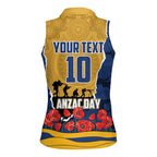 Personalized Parramatta Eels ANZAC Tribute Women Sleeveless Polo Shirt Poppy Field Soldier Silhouette Aboriginal Rugby Mascot
