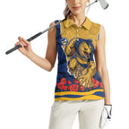 Personalized Parramatta Eels ANZAC Tribute Women Sleeveless Polo Shirt Poppy Field Soldier Silhouette Aboriginal Rugby Mascot