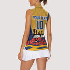 Personalized Parramatta Eels ANZAC Tribute Women Sleeveless Polo Shirt Poppy Field Soldier Silhouette Aboriginal Rugby Mascot