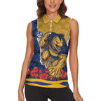 Personalized Parramatta Eels ANZAC Tribute Women Sleeveless Polo Shirt Poppy Field Soldier Silhouette Aboriginal Rugby Mascot