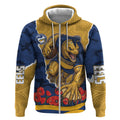 Personalized Parramatta Eels ANZAC Tribute Zip Hoodie Poppy Field Soldier Silhouette Aboriginal Rugby Mascot
