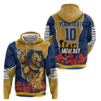Personalized Parramatta Eels ANZAC Tribute Zip Hoodie Poppy Field Soldier Silhouette Aboriginal Rugby Mascot