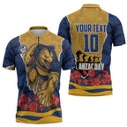 Personalized Parramatta Eels ANZAC Tribute Zipper Polo Shirt Poppy Field Soldier Silhouette Aboriginal Rugby Mascot