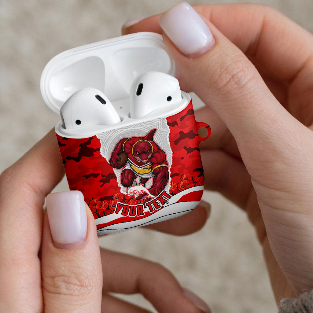 Personalized Dolphins ANZAC Tribute AirPods Case Poppy Field Soldier Silhouette Aboriginal Rugby Mascot