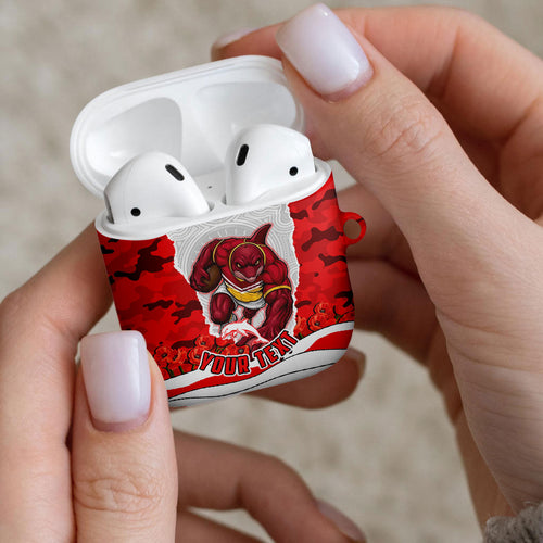 Personalized Dolphins ANZAC Tribute AirPods Case Poppy Field Soldier Silhouette Aboriginal Rugby Mascot