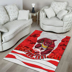 Personalized Dolphins ANZAC Tribute Area Rug Poppy Field Soldier Silhouette Aboriginal Rugby Mascot