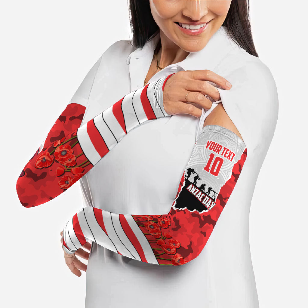 Personalized Dolphins ANZAC Tribute Arm Sleeves Poppy Field Soldier Silhouette Aboriginal Rugby Mascot