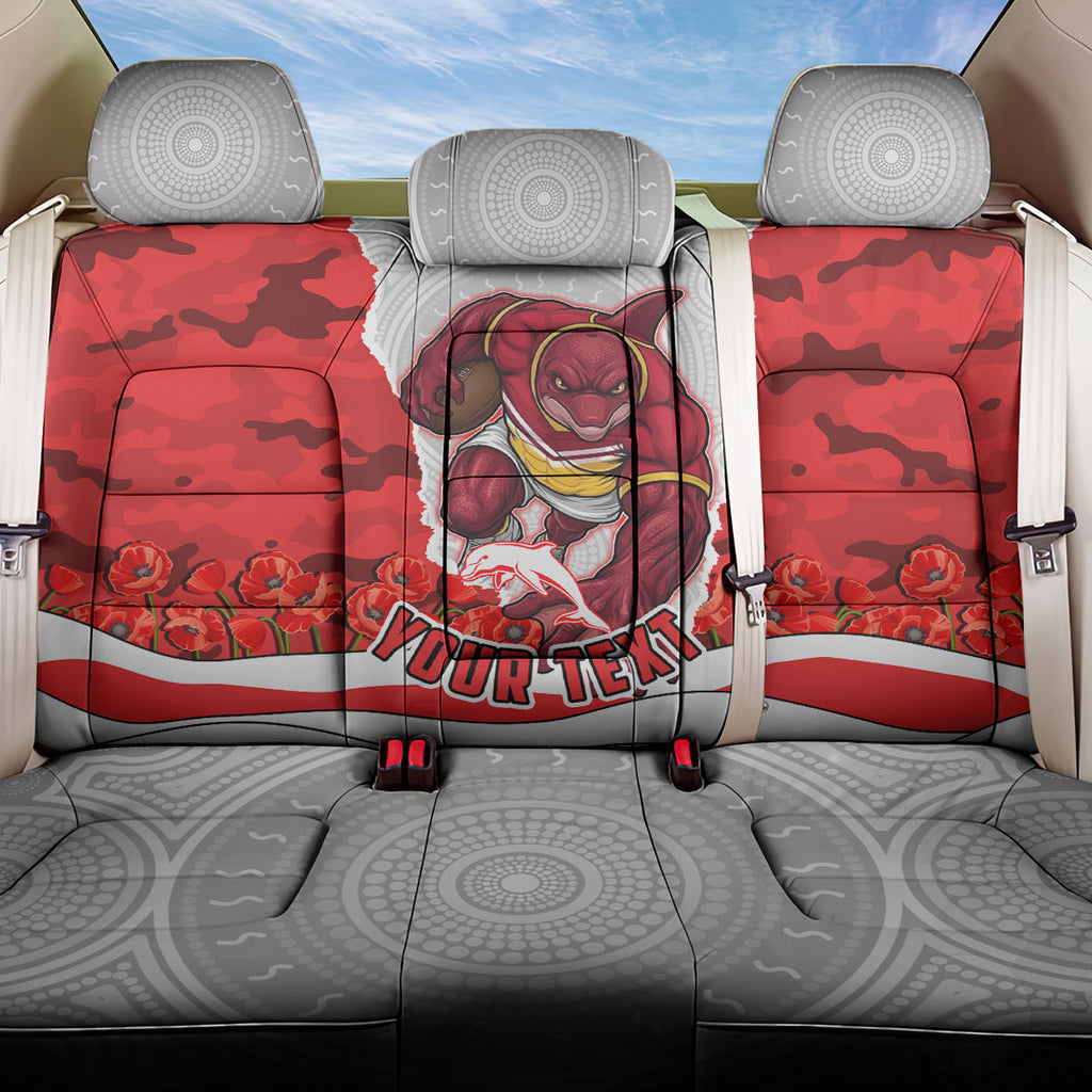 Personalized Dolphins ANZAC Tribute Back Car Seat Cover Poppy Field Soldier Silhouette Aboriginal Rugby Mascot