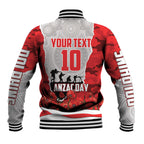 Personalized Dolphins ANZAC Tribute Baseball Jacket Poppy Field Soldier Silhouette Aboriginal Rugby Mascot