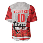 Personalized Dolphins ANZAC Tribute Baseball Jersey Poppy Field Soldier Silhouette Aboriginal Rugby Mascot