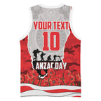 Personalized Dolphins ANZAC Tribute Basketball Jersey Poppy Field Soldier Silhouette Aboriginal Rugby Mascot