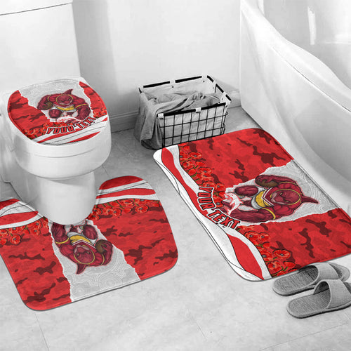 Personalized Dolphins ANZAC Tribute Bathroom Set Poppy Field Soldier Silhouette Aboriginal Rugby Mascot