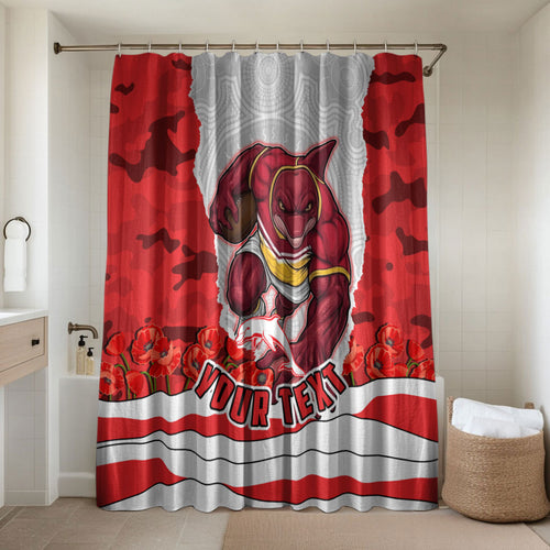 Personalized Dolphins ANZAC Tribute Bathroom Set Poppy Field Soldier Silhouette Aboriginal Rugby Mascot