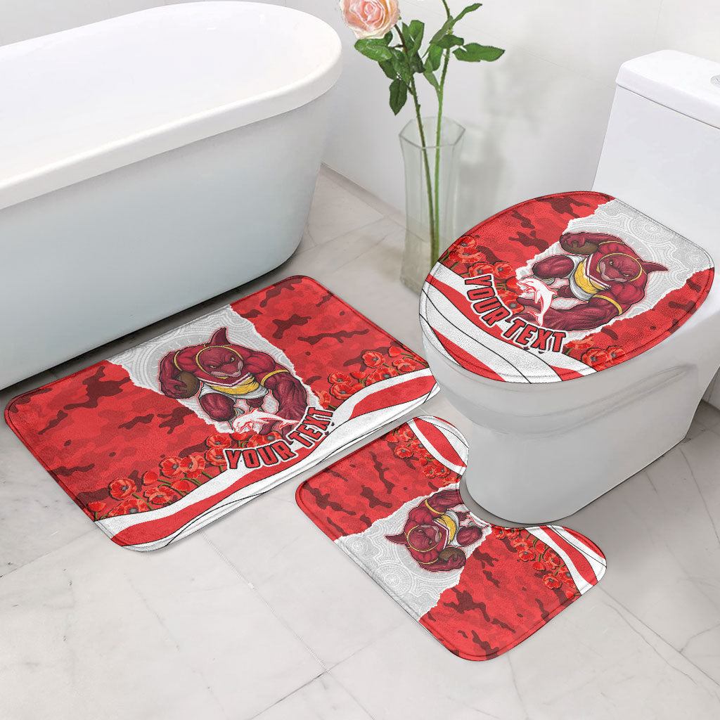 Personalized Dolphins ANZAC Tribute Bathroom Set Poppy Field Soldier Silhouette Aboriginal Rugby Mascot