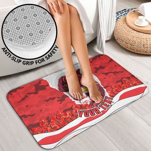 Personalized Dolphins ANZAC Tribute Bathroom Set Poppy Field Soldier Silhouette Aboriginal Rugby Mascot