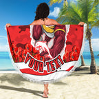 Personalized Dolphins ANZAC Tribute Beach Blanket Poppy Field Soldier Silhouette Aboriginal Rugby Mascot