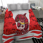 Personalized Dolphins ANZAC Tribute Bedding Set Poppy Field Soldier Silhouette Aboriginal Rugby Mascot