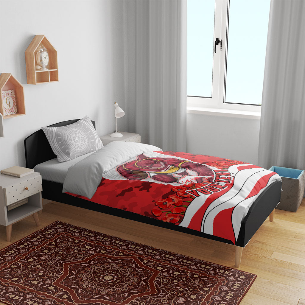 Personalized Dolphins ANZAC Tribute Bedding Set Poppy Field Soldier Silhouette Aboriginal Rugby Mascot