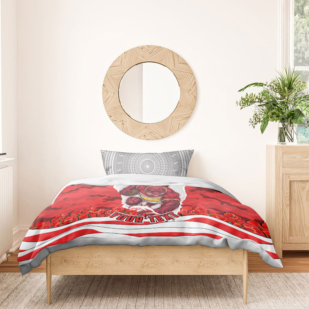 Personalized Dolphins ANZAC Tribute Bedding Set Poppy Field Soldier Silhouette Aboriginal Rugby Mascot