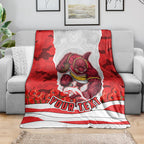 Personalized Dolphins ANZAC Tribute Blanket Poppy Field Soldier Silhouette Aboriginal Rugby Mascot