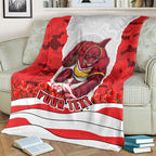 Personalized Dolphins ANZAC Tribute Blanket Poppy Field Soldier Silhouette Aboriginal Rugby Mascot