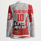 Personalized Dolphins ANZAC Tribute Blazer Poppy Field Soldier Silhouette Aboriginal Rugby Mascot
