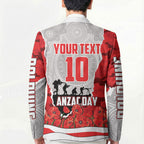 Personalized Dolphins ANZAC Tribute Blazer Poppy Field Soldier Silhouette Aboriginal Rugby Mascot