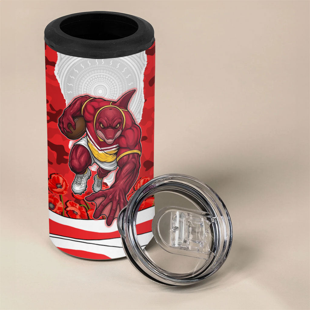 Personalized Dolphins ANZAC Tribute 4 in 1 Can Cooler Tumbler Poppy Field Soldier Silhouette Aboriginal Rugby Mascot