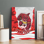 Personalized Dolphins ANZAC Tribute Canvas Wall Art Poppy Field Soldier Silhouette Aboriginal Rugby Mascot