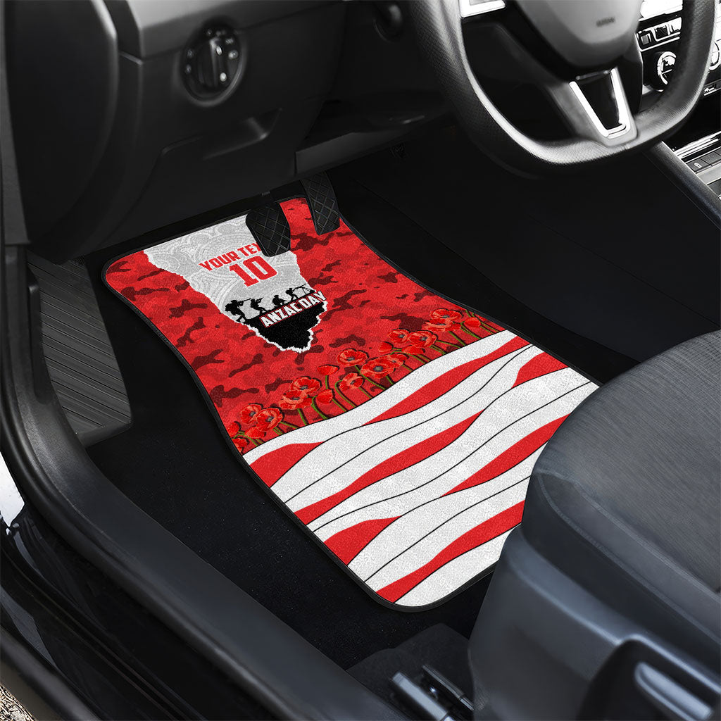 Personalized Dolphins ANZAC Tribute Car Mats Poppy Field Soldier Silhouette Aboriginal Rugby Mascot