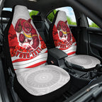 Personalized Dolphins ANZAC Tribute Car Seat Cover Poppy Field Soldier Silhouette Aboriginal Rugby Mascot