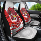 Personalized Dolphins ANZAC Tribute Car Seat Cover Poppy Field Soldier Silhouette Aboriginal Rugby Mascot