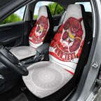 Personalized Dolphins ANZAC Tribute Car Seat Cover Poppy Field Soldier Silhouette Aboriginal Rugby Mascot