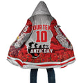 Personalized Dolphins ANZAC Tribute Cloak Poppy Field Soldier Silhouette Aboriginal Rugby Mascot