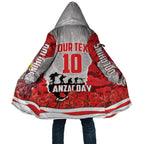 Personalized Dolphins ANZAC Tribute Cloak Poppy Field Soldier Silhouette Aboriginal Rugby Mascot