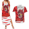 Personalized Dolphins ANZAC Tribute Couples Matching Summer Maxi Dress and Hawaiian Shirt Poppy Field Soldier Silhouette Aboriginal Rugby Mascot