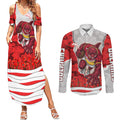 Personalized Dolphins ANZAC Tribute Couples Matching Summer Maxi Dress and Long Sleeve Button Shirt Poppy Field Soldier Silhouette Aboriginal Rugby Mascot