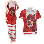 Personalized Dolphins ANZAC Tribute Couples Matching Tank Maxi Dress and Hawaiian Shirt Poppy Field Soldier Silhouette Aboriginal Rugby Mascot