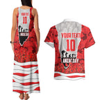 Personalized Dolphins ANZAC Tribute Couples Matching Tank Maxi Dress and Hawaiian Shirt Poppy Field Soldier Silhouette Aboriginal Rugby Mascot