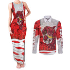 Personalized Dolphins ANZAC Tribute Couples Matching Tank Maxi Dress and Long Sleeve Button Shirt Poppy Field Soldier Silhouette Aboriginal Rugby Mascot