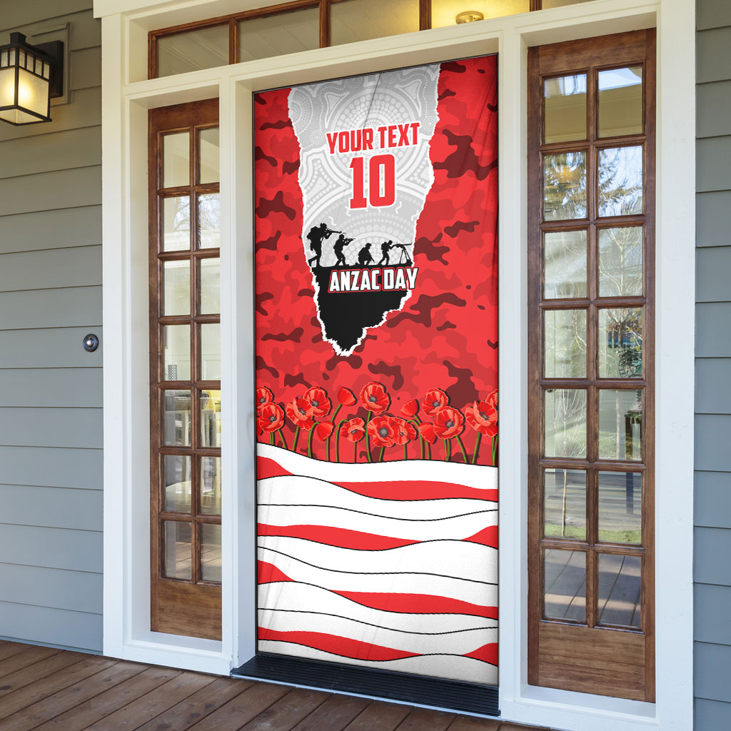 Personalized Dolphins ANZAC Tribute Door Cover Poppy Field Soldier Silhouette Aboriginal Rugby Mascot